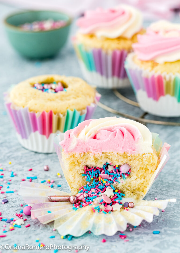 Eggless Sprinkle Surprise Cupcakes